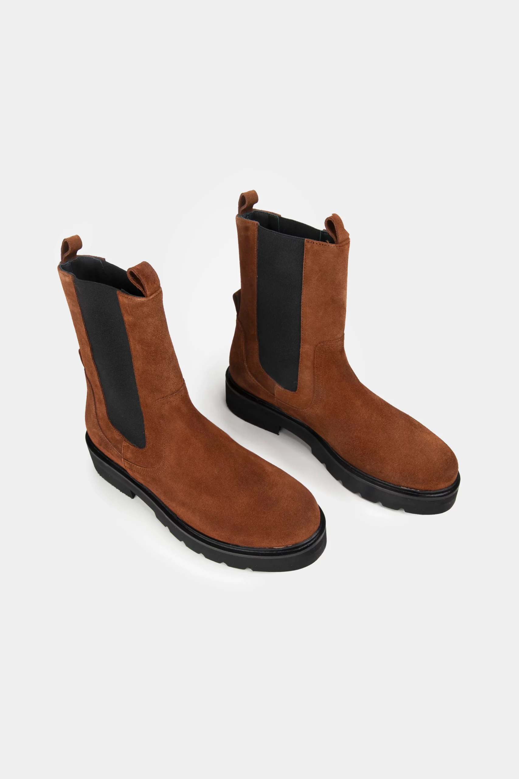 ANAKI Boots Bottines en veau velours couleur marron