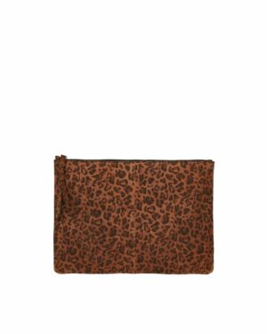 PIECES Sac Beige motif léopard 100% cuir de vache
