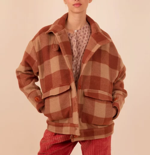 Emile et Ida Blouson Oversize Laine Grand Vichy, 70% laine 25% pa 5% autre, Le Comptoir Rouen Le Havre