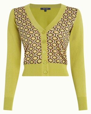 King Louie Cardi Deep V Top Rocchi Lentil Green, 84% coton biologique, 14% polyester, 2% nylon, Le Comptoir Rouen Le Havre