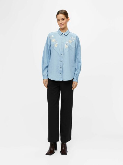 OBJECT Chemise Denim Light Blue, 39% Lyocell Tencel, 3% Viscose, 61% Coton, Le Comptoir Rouen Le Havre