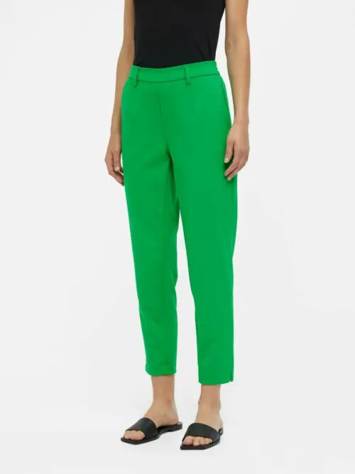 OBJECT OBJLISA Pantalon Slim Fern Green, 50% Polyester Recyclé, 32% Viscose, 13% Polyester, 5% Élasthanne, Le Comptoir Rouen Le Havre