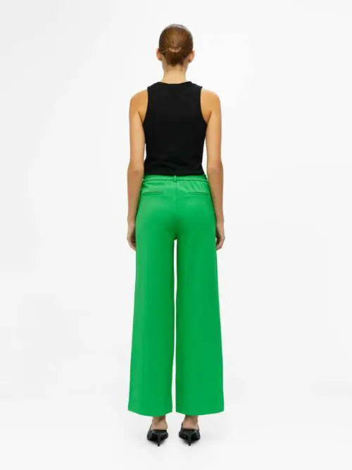 OBJECT OBJLISA Pantalon Wide Fern Green, 50% Polyester Recyclé, 32% Viscose, 13% Polyester, 5% Élasthanne, Le Comptoir Rouen Le Havre