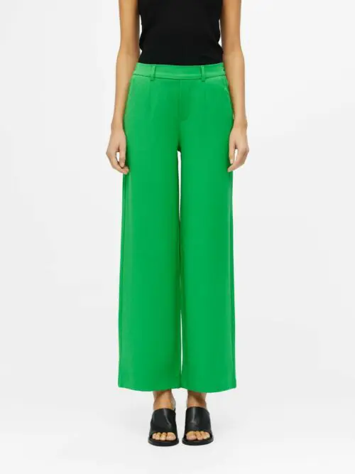 OBJECT OBJLISA Pantalon Wide Fern Green, 50% Polyester Recyclé, 32% Viscose, 13% Polyester, 5% Élasthanne, Le Comptoir Rouen Le Havre