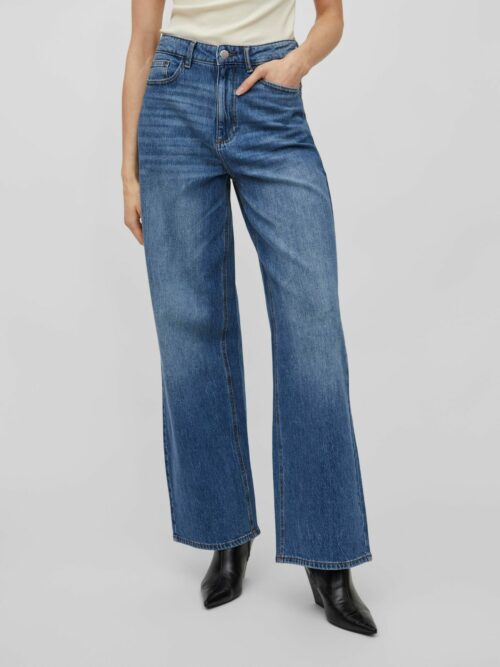 VILA 14084736 Jeans Medium Blue, jean taille haute, coupe ample, Le Comptoir Rouen Le Havre