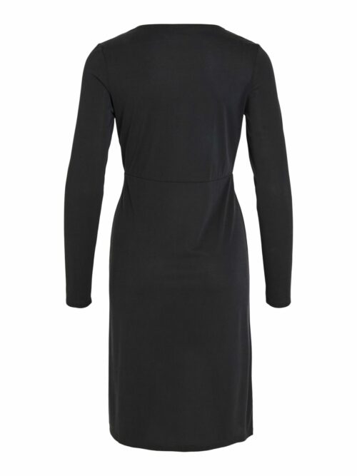 VILA VIMODALA Robe Midi Black, Robe longue, col en v, 70% Modal TENCEL™, 30% Polyester, Le Comptoir Rouen Le Havre
