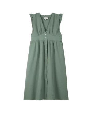 EMILE ET IDA Robe Gaz de Coton Amande, 100% coton, couleur verte, Le Comptoir Rouen Le Havre