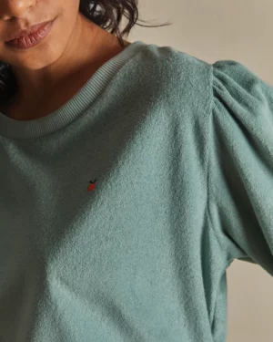 Emile et Ida Sweatshirt éponge atlantique, Sweatshirt en tissu éponge vert, 80% coton, 20% polyester, Le Comptoir Rouen Le Havre