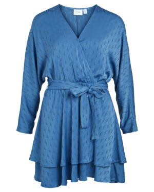 VILA VIMIEL Robe Federal Blue, robe courte manches longues col en V, Le Comptoir Rouen Le Havre