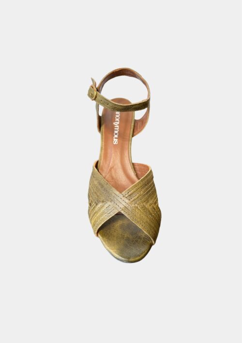ANONYMOUS NIABI Sandales Olive Green, sandales cuir talons 5 cm, Le Comptoir Rouen Le Havre