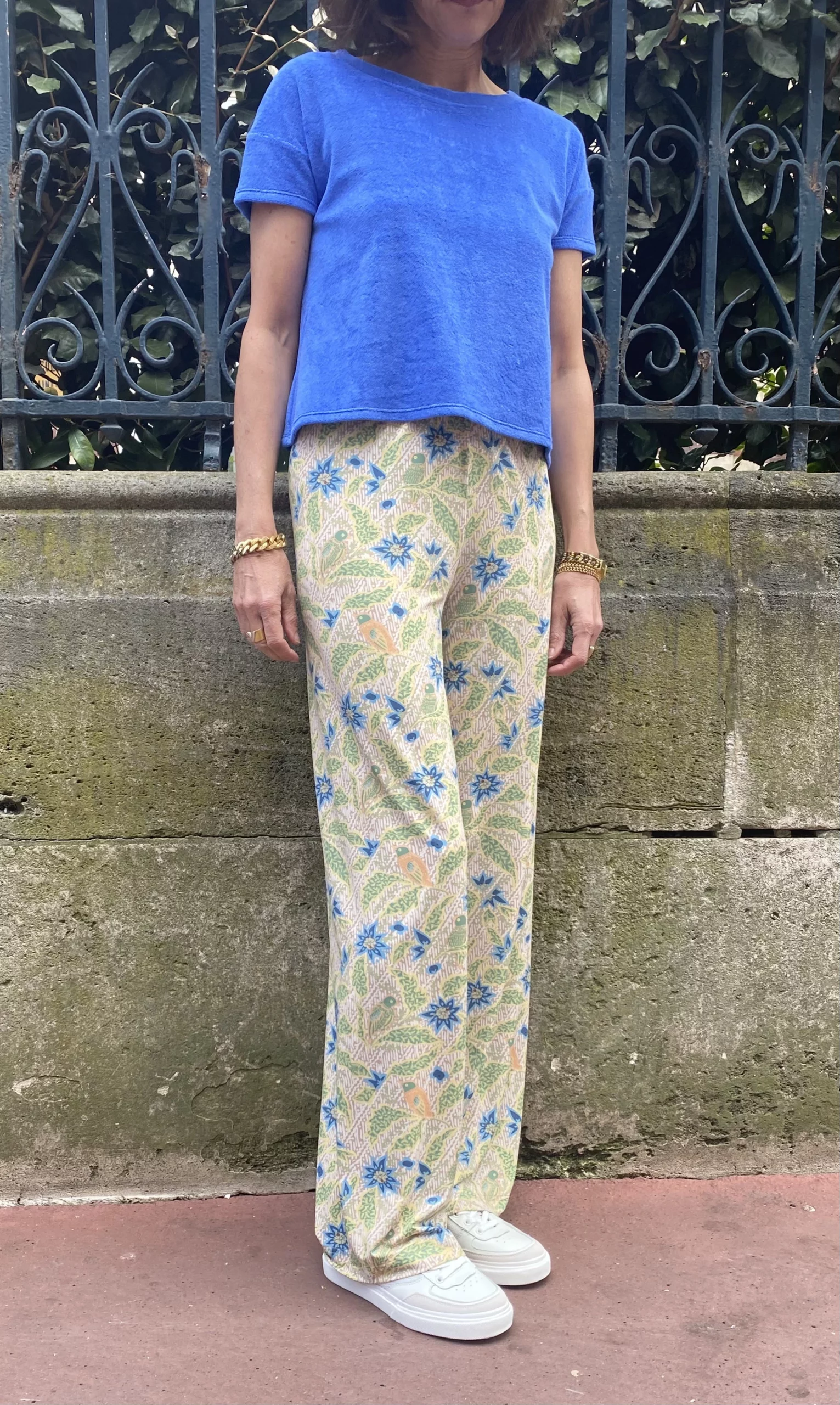 Marais Paris Pamella Pantalon Mélancolie Rose, pantalon écru avec motif fleurs, Le Comptoir Rouen Le Havre
