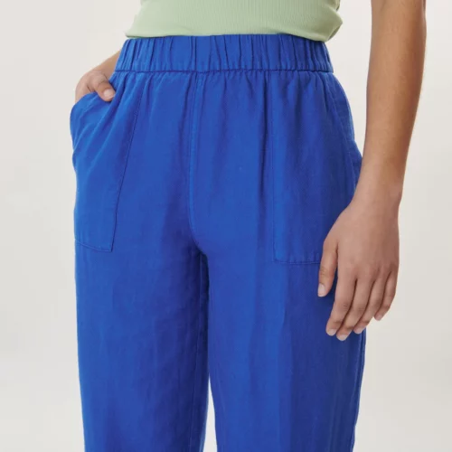 LABDIP Pantalon MILPA Curacao, pantalon carotte taille haute élastique bleu, Le Comptoir Rouen Le Havre