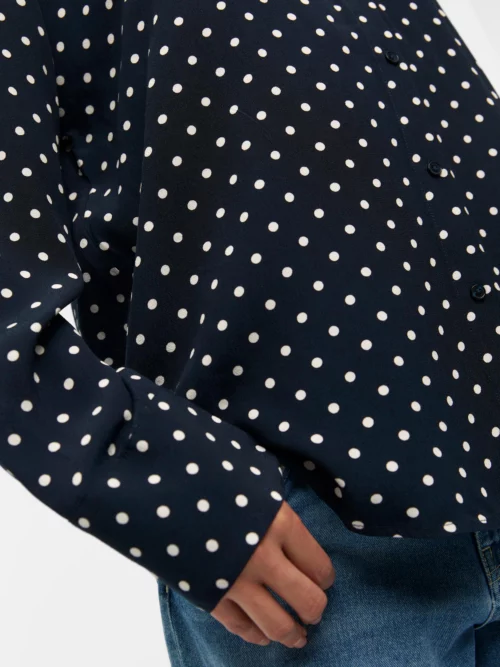 OBJECT OBJOLLI Chemise Sky Captain, chemise bleu marine à pois blancs manches longues, Le Comptoir Rouen Le Havre