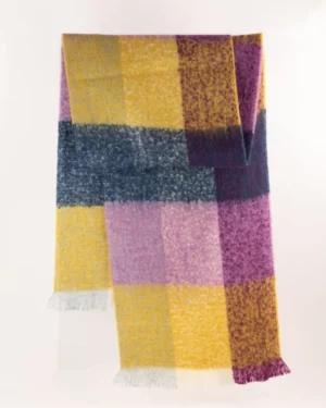 Sessùn Echarpe CLELIO orchid mix, écharpe femme à carreaux tons violets, bleu, jaune, Le Comptoir Rouen Le Havre