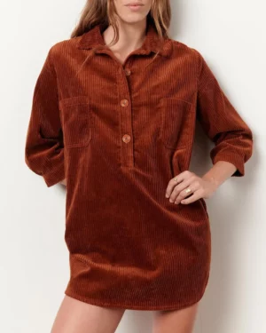 Sessùn Gihana Robe, robe chemise courte couleur brique, Le Comptoir Rouen Le Havre