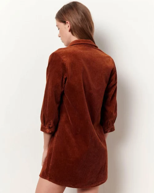 Sessùn Gihana Robe, robe chemise courte couleur brique, Le Comptoir Rouen Le Havre