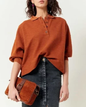 Sessùn NELLIO Sweat Copper, sweat manches 3/4 femme couleur brique, Le Comptoir Rouen Le Havre