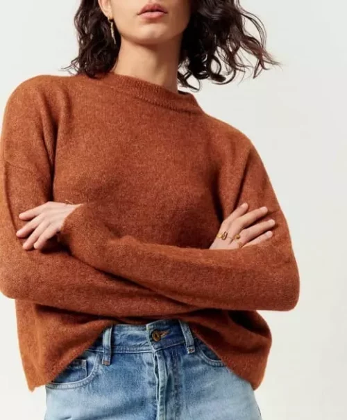 Sessùn KUNLUN Pull Copper, pull manches longues femme marron, Le Comptoir Rouen Le Havre