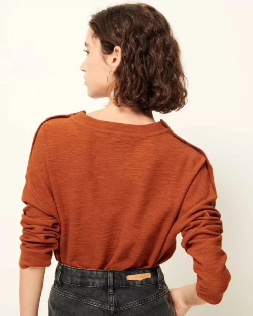 Sessùn Sweat femme AUSTIN copper, sweat femme manches longues orange brique, Le Comptoir Rouen Le Havre