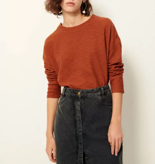 Sessùn Sweat femme AUSTIN copper, sweat femme manches longues orange brique, Le Comptoir Rouen Le Havre
