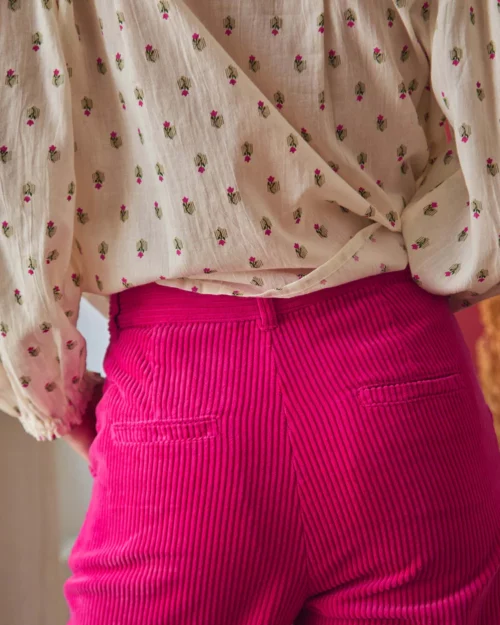 Pantalon ample en velours rose pour femme Emile et Ida