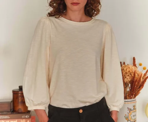 T-shirt à manches longues écru pour femme marque Emile et Ida