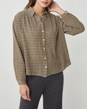 Chemise à manches longues à carreaux oversize 100% coton pour femme ALBA marque Harris Wilson