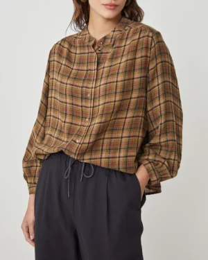 blouse à carreaux pour femme en laine et viscose de la marque harris wilson dans nos magasins le comptoir de rouen et le havre