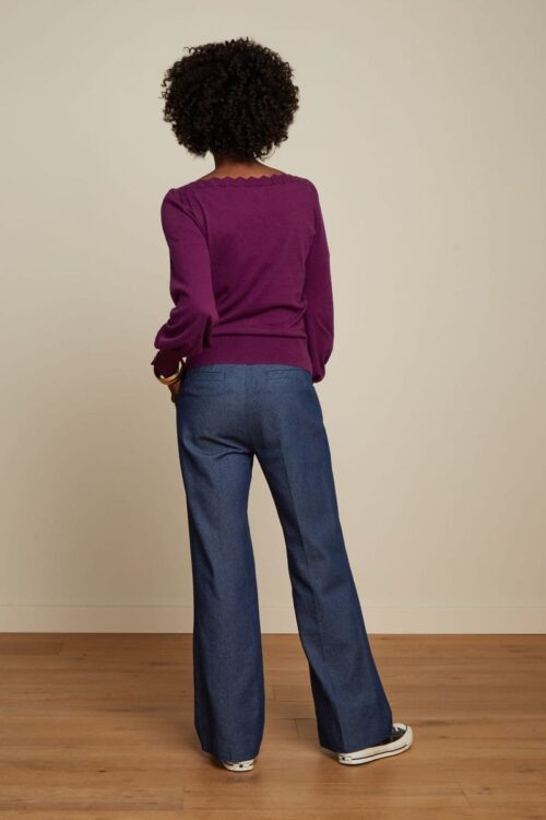 pantalon tissé bleue coupe flare poches italiennes