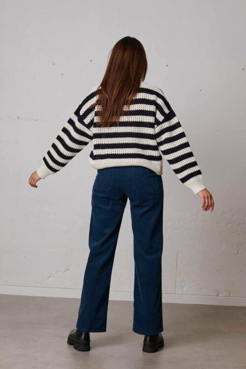 Pantalon droit large taille haute pour femme bleu LABDIP Le Comptoir Rouen Le Havre