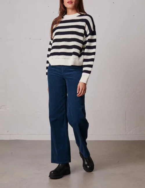 Pantalon droit large taille haute pour femme bleu LABDIP Le Comptoir Rouen Le Havre