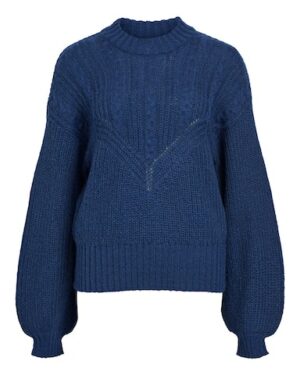 Pull en maille col rond bleu