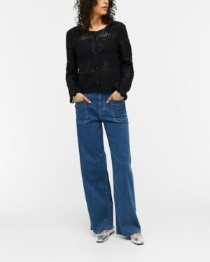 Jean bleu pour femme taille moyenne en coton de la marque OBJECT boutiques vêtements pour femme Le Comptoir Rouen Le Havre
