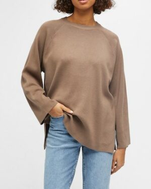 pull oversize col rond marron