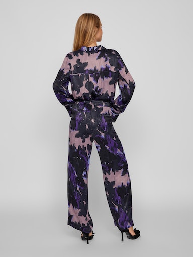 Pantalon taille haute large à imprimé en viscose pour femme de la marque VILA