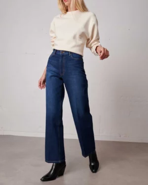 jeans pour femmes, jean droit large bleu foncé taille haute labdip le comptoir rouen le havre