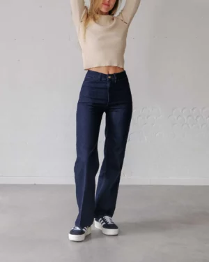 jeans pour femmes, jean droit large taille haute bleu brut labdip le comptoir rouen le havre