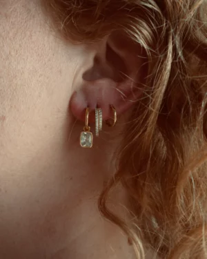 Boucles d'oreilles mini anneau HARPIE blanc pour femme vendue à l'unité, Argent 925 plaqué or 18 carats, le comptoir rouen le havre