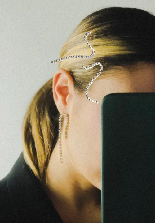 boucles d'oreilles suspendues pour femmes harpie en zircon et acier inoxydable plaqué or 18 carats, le comptoir rouen le havre