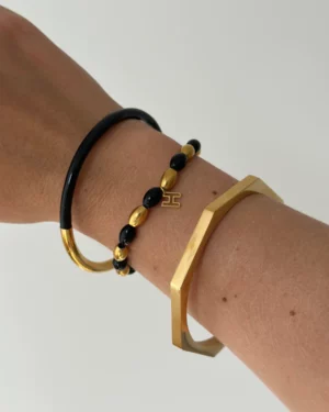 bracelet jonc octogonal pour femme doré en acier inoxydable plaqué or 18 carats, le comptoir rouen le havre