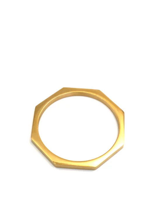 bracelet jonc octogonal pour femme doré en acier inoxydable plaqué or 18 carats, le comptoir rouen le havre