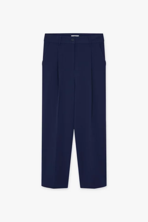 Pantalon habillé bleu foncé taille haute LAHTI de la marque CKS à découvrir sur notre site et dans nos magasins Le Comptoir à Rouen et Le Havre.