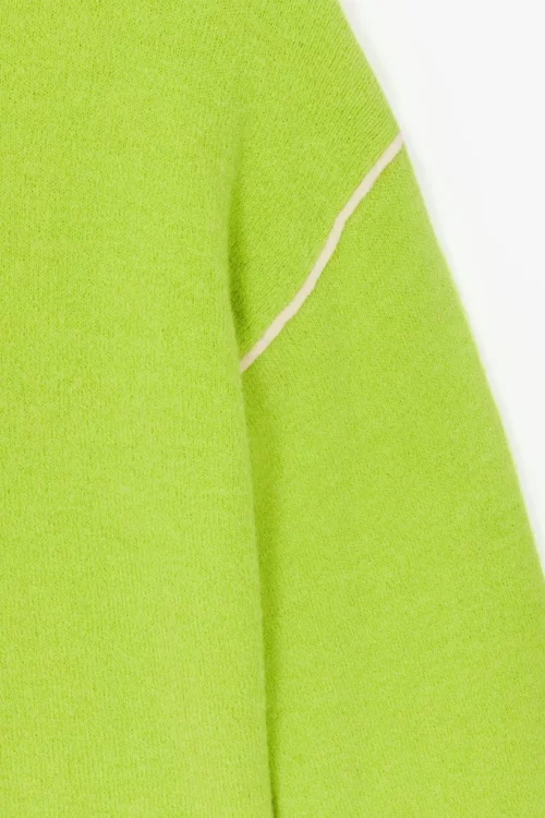 pull vert vif à coutures blanches pour femmes de la marque CKS, le comptoir rouen le havre