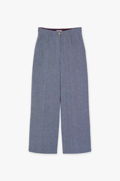 Pantalon large gris bleu pour femmes RODA de la marque CKS à découvrir sur notre site et dans nos magasins Le Comptoir à Rouen et Le Havre.