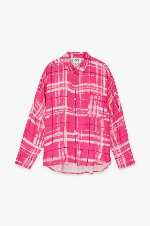 Chemise rose à carreaux 100% viscose pour femme WAZNA de la marque CKS à découvrir sur notre site et dans nos magasins Le Comptoir à Rouen et Le Havre.