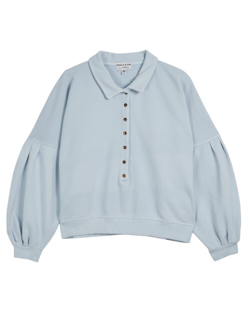 EMILE ET IDA ZANNIE sweatshirt boutonné pour femme en coton bio bleu pâle le comptoir magasin de vêtements pour femmes à rouen et au havre