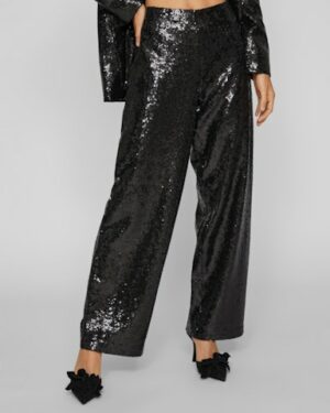 Pantalon noir en sequins pour femme de la marque VILA VISERENA, le comptoir rouen le havre