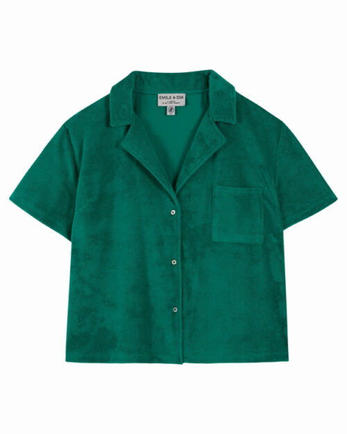 EMILE ET IDA ZOEYA Chemise femme en éponge vert manches courtes le comptoir magasin de vêtements pour femmes à rouen et le havre