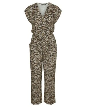 PIECES PCAUNA Combinaison pantalon femme motif Leopard Marron le comptoir magasin vêtements femmes rouen le havre