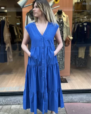 robe longue bleu en lyocell et coton pour femme marque marais paris le comptoir magasin de vêtements pour femmes rouen le havre